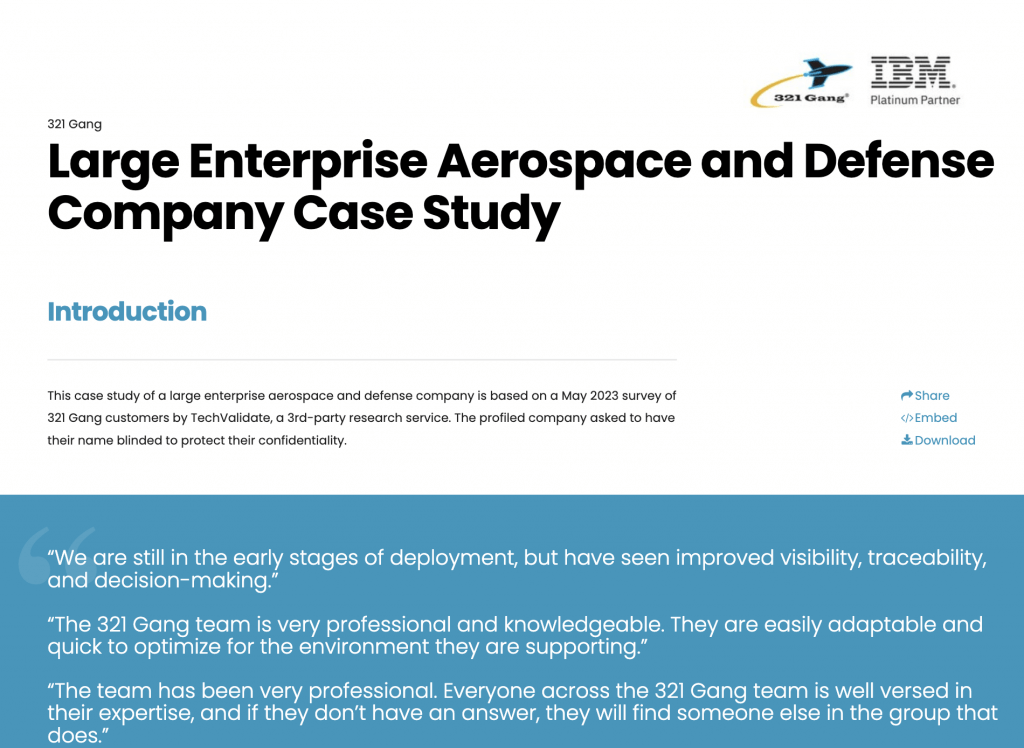 Large Enterprise Aerospace and Defense Company Case Study preview