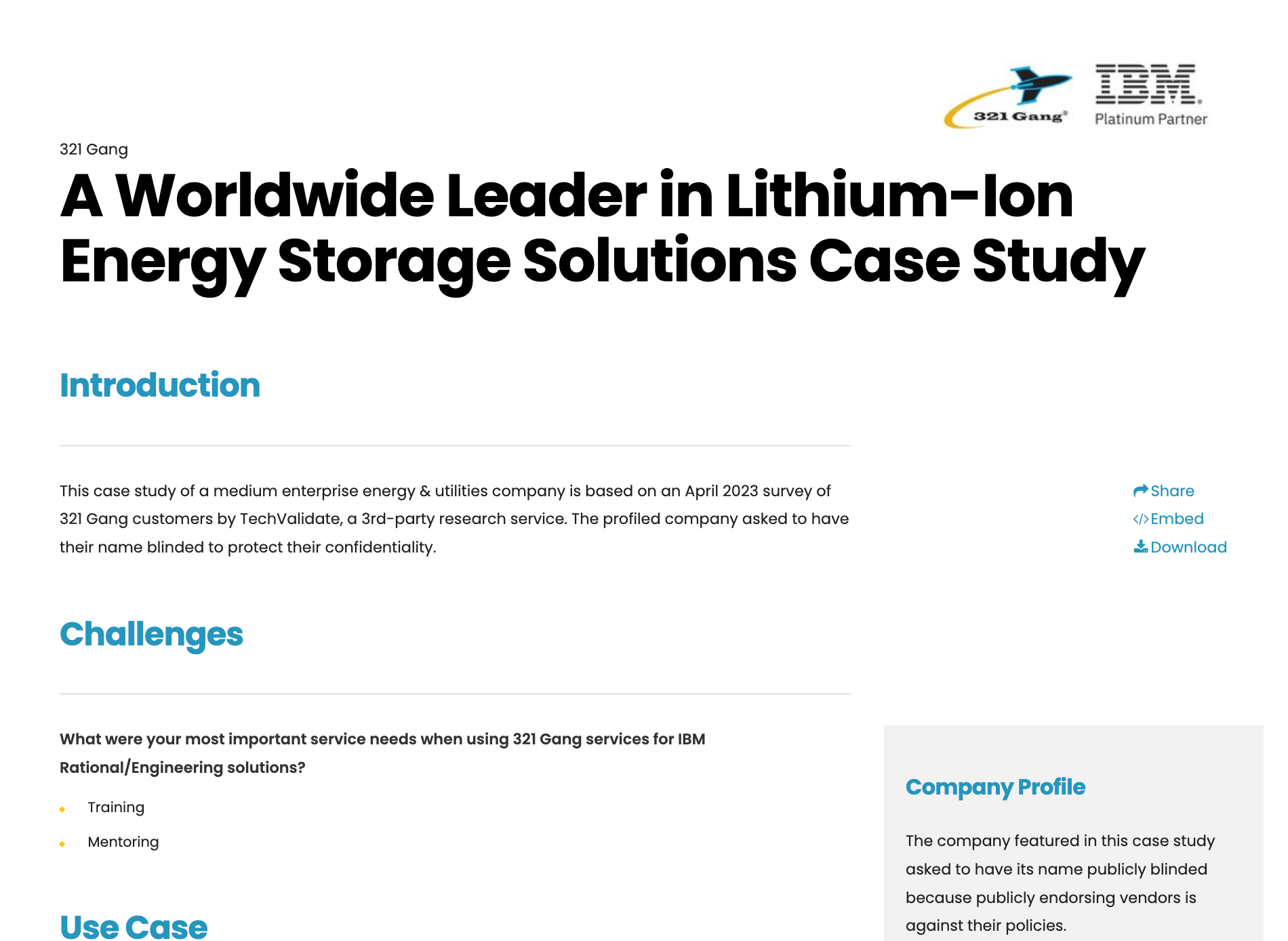 A Worldwide Leader in Lithium-Ion Energy Storage Solutions Case Study preview