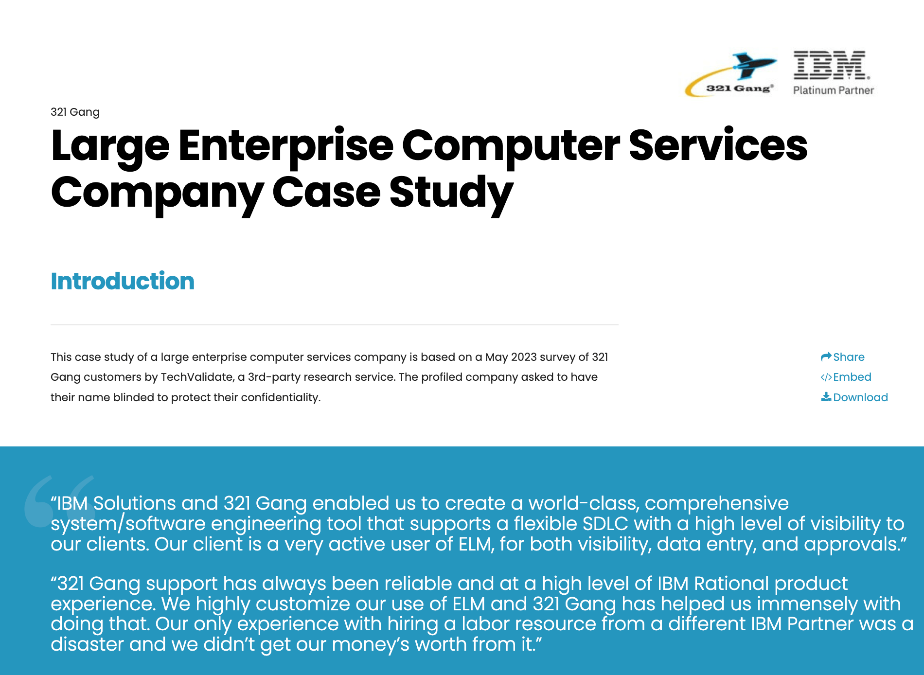 Large Enterprise Computer Services Company case study preview