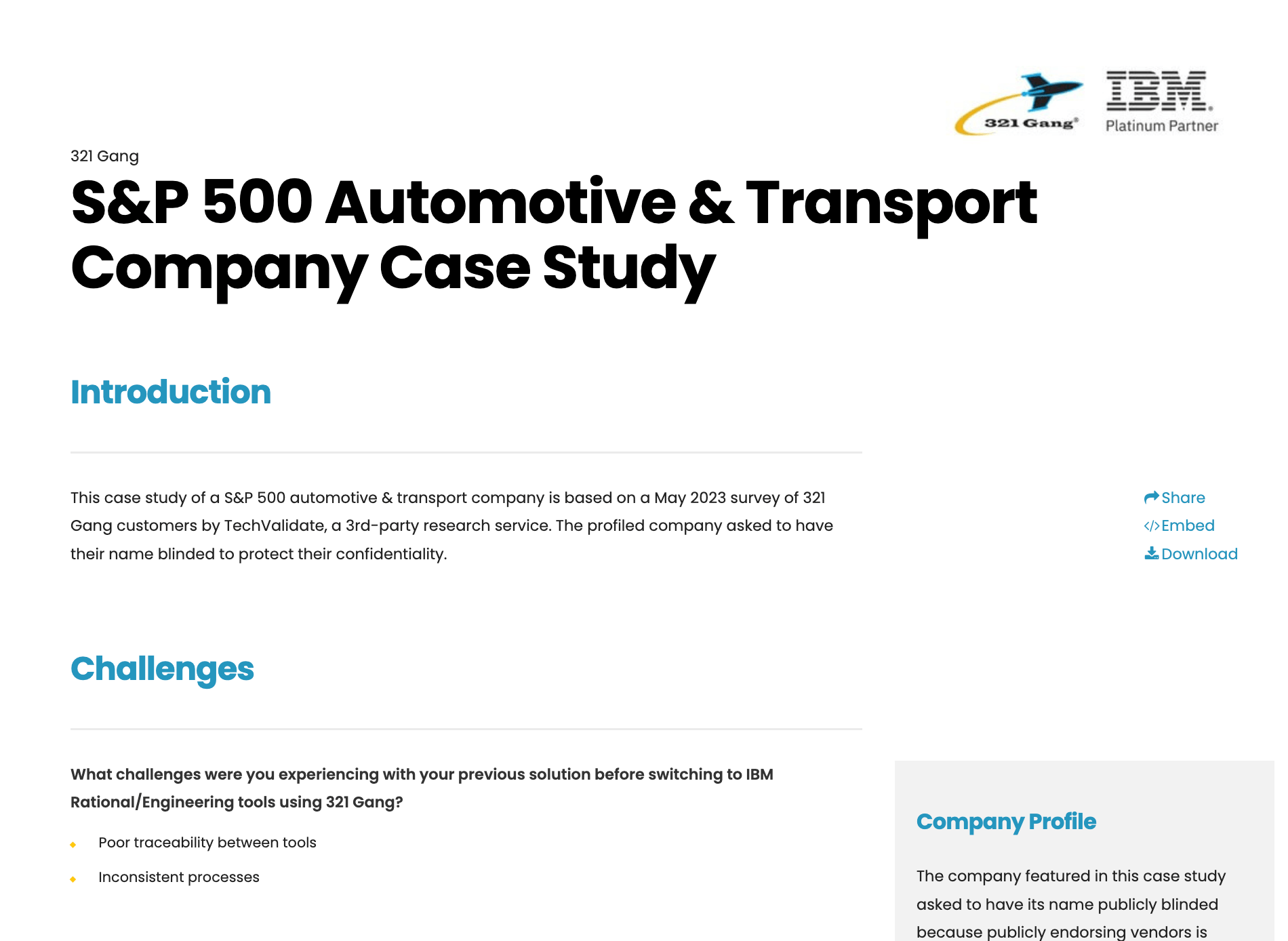 S&P 500 Automotive & Transport Company Case Study preview