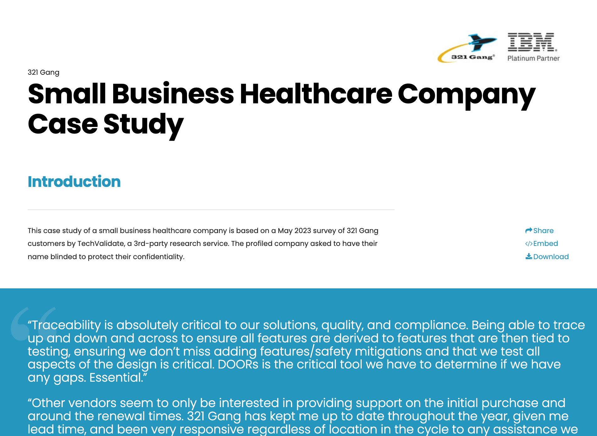 Small Business Healthcare Company Case Study preview