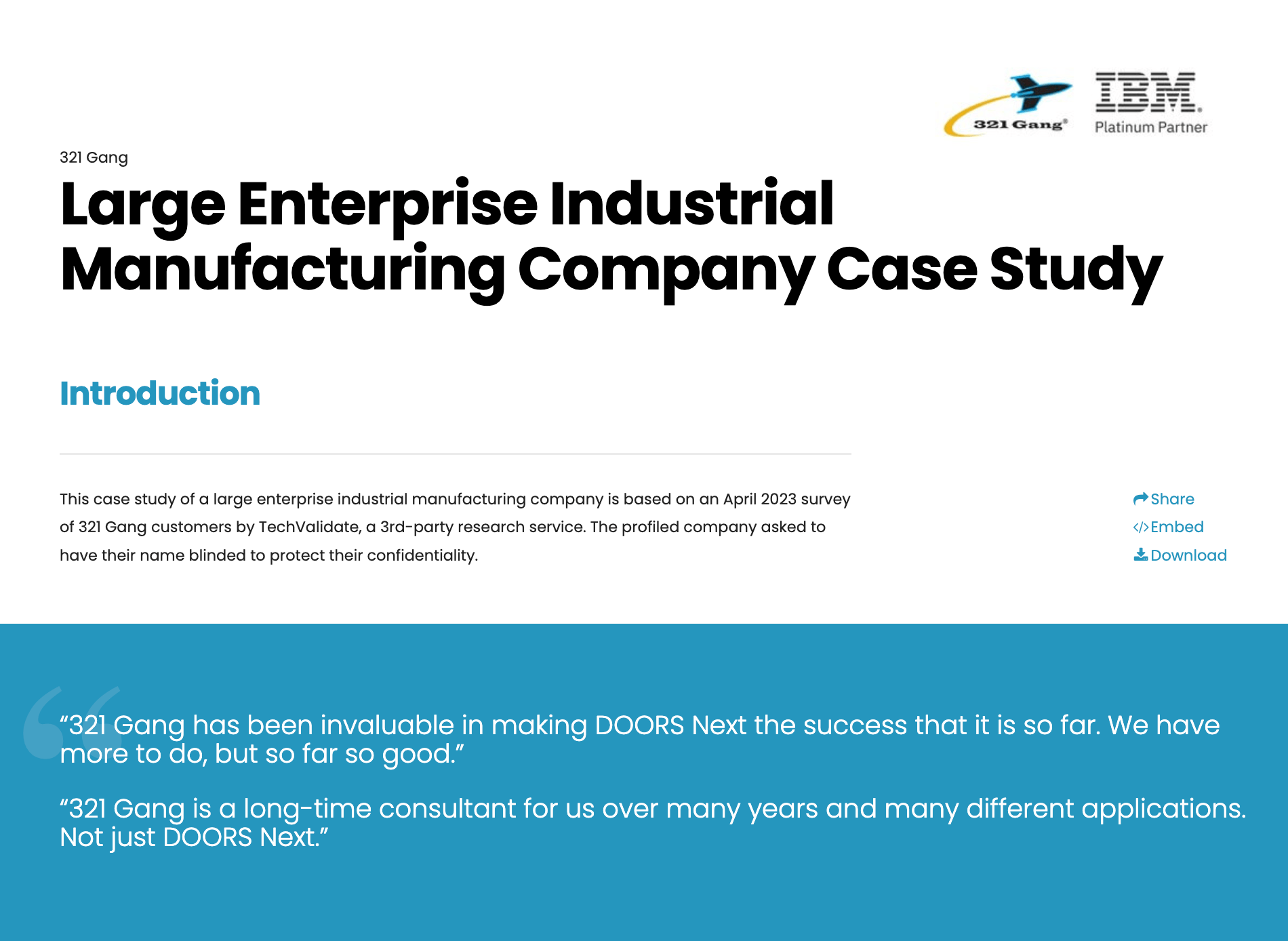 Large Enterprise Industrial Manufacturing Company Case Study preview